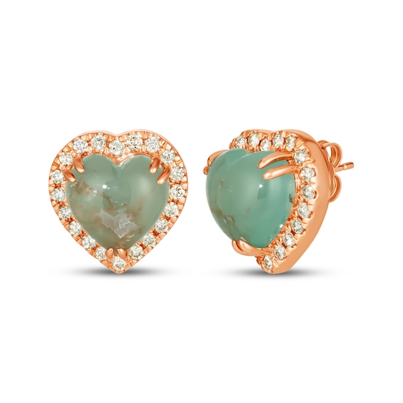 Le Vian Heart-Shaped Aquaprase Halo Stud Earrings 1/2 ct tw Diamonds 14K Strawberry Gold
