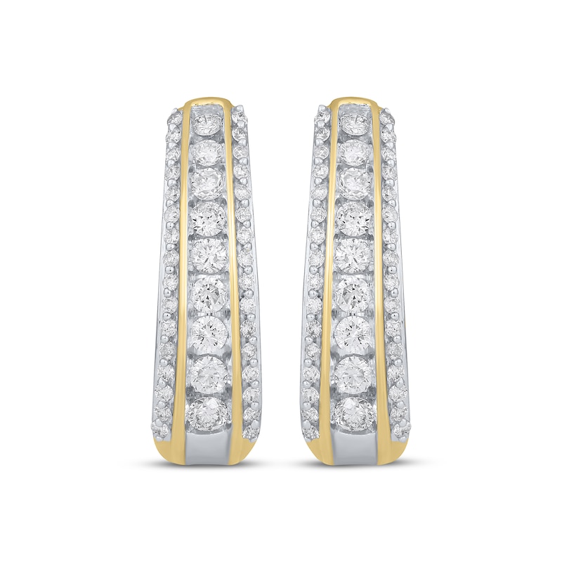 Main Image 2 of Diamond Three-Row Tapered Hoop Earrings 1 ct tw 10K Yellow Gold