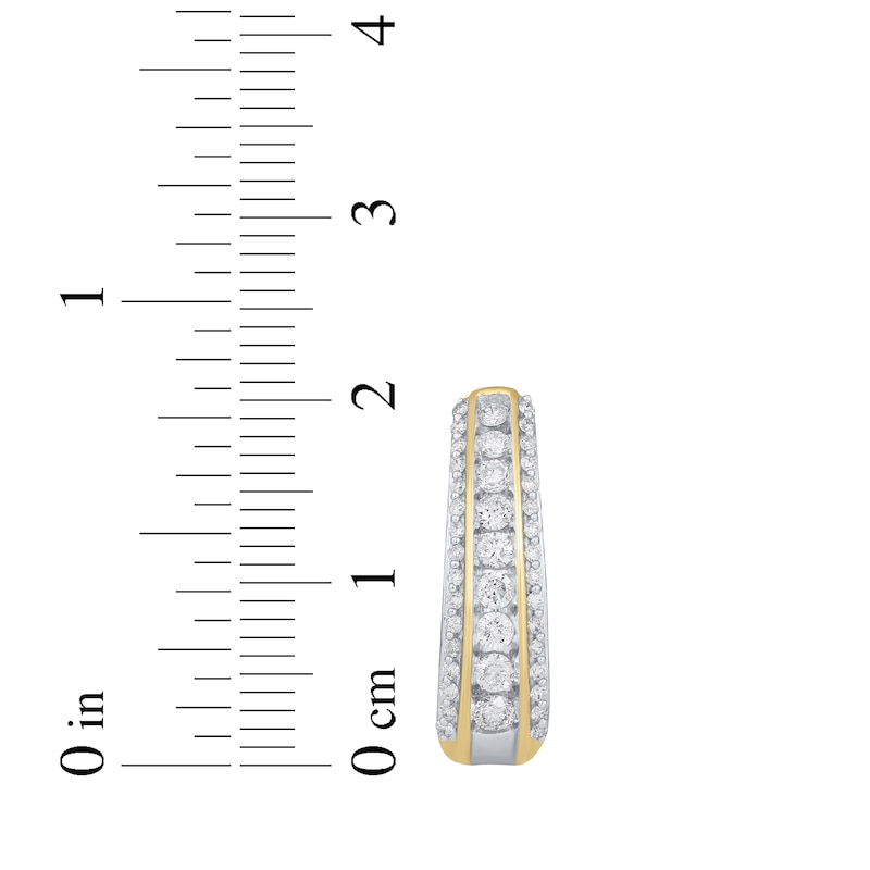 Main Image 5 of Diamond Three-Row Tapered Hoop Earrings 1 ct tw 10K Yellow Gold