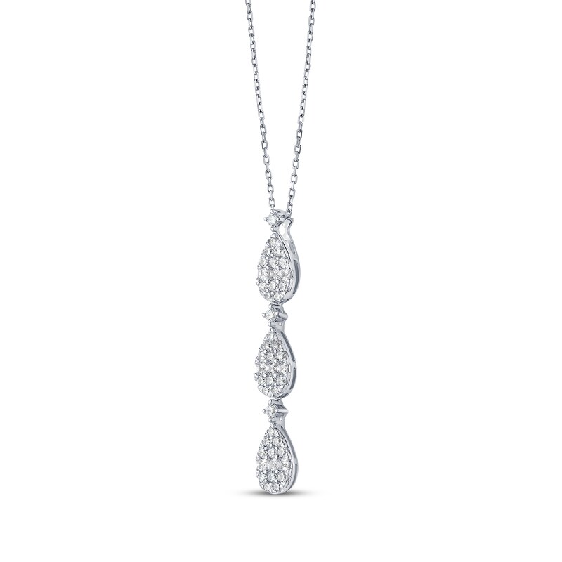 Main Image 2 of Princess & Round-Cut Multi-Diamond Teardrop Necklace 1/2 ct tw 10K White Gold 18"