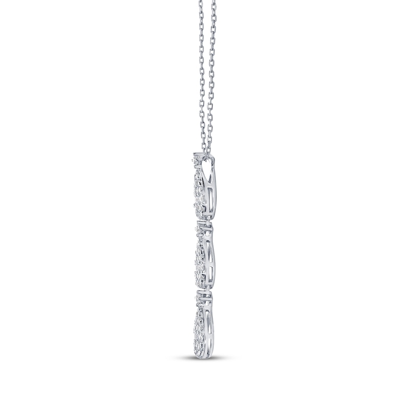 Main Image 3 of Princess & Round-Cut Multi-Diamond Teardrop Necklace 1/2 ct tw 10K White Gold 18"