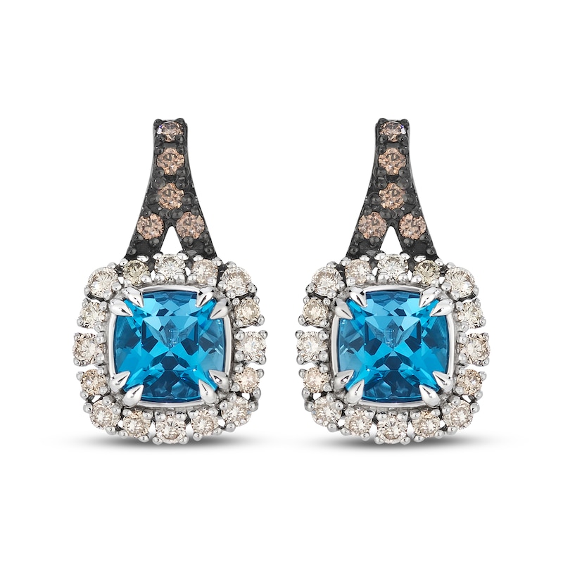 Main Image 2 of Le Vian Cushion-Cut Blue Topaz Drop Earrings 5/8 ct tw Diamonds 14K Vanilla Gold