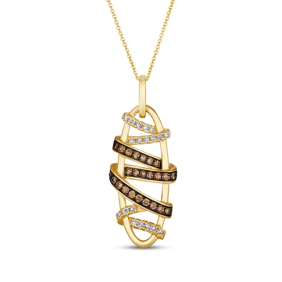 Le Vian Diamond Wraparound Ribbon Necklace 5/8 ct tw 14K Honey Gold 19"