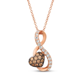 Le Vian Diamond Heart Infinity Necklace 3/8 ct tw 14K Strawberry Gold 19"