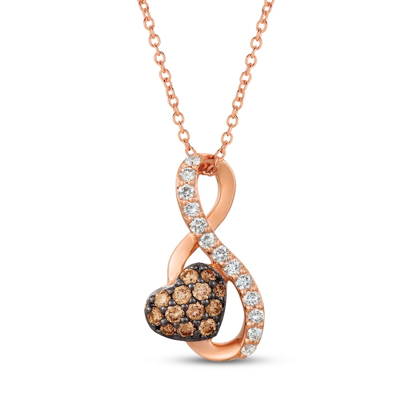 Main Image 1 of Le Vian Diamond Heart Infinity Necklace 3/8 ct tw 14K Strawberry Gold 19"
