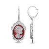 Thumbnail Image 3 of Oval-Cut Red Agate Cameo Dangle Earrings Sterling Silver