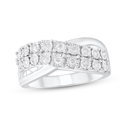 Adore Diamond Two-Row Curve Crossover Ring 1/4 ct tw 10K White Gold