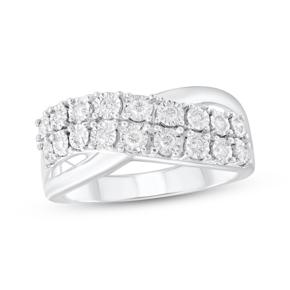 Adore Diamond Two-Row Curve Crossover Ring 1/4 ct tw 10K White Gold