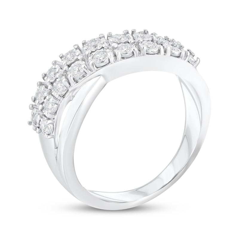 Main Image 2 of Adore Diamond Two-Row Curve Crossover Ring 1/4 ct tw 10K White Gold