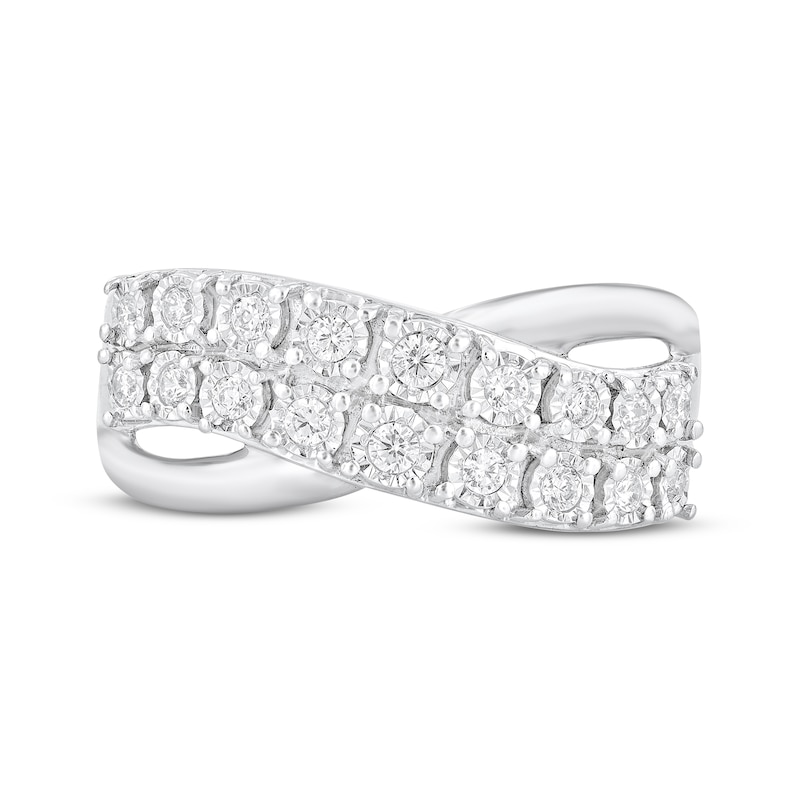 Main Image 3 of Adore Diamond Two-Row Curve Crossover Ring 1/4 ct tw 10K White Gold