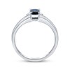 Thumbnail Image 2 of Emerald-Cut Blue Sapphire & Diamond Accent Ring 10K White Gold