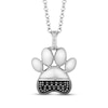 Thumbnail Image 1 of Disney Treasures 101 Dalmations Black & White Diamond Paw Print Necklace 1/10 ct tw Sterling Silver 19"
