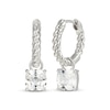 Thumbnail Image 1 of Cushion-Cut White Lab-Created Sapphire Earring Charm & Twist Hoop Earrings Set Sterling Silver