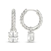 Thumbnail Image 3 of Cushion-Cut White Lab-Created Sapphire Earring Charm & Twist Hoop Earrings Set Sterling Silver