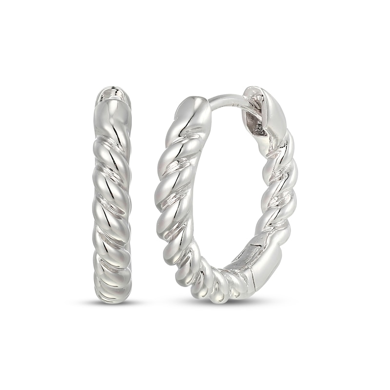 Main Image 4 of Cushion-Cut White Lab-Created Sapphire Earring Charm & Twist Hoop Earrings Set Sterling Silver