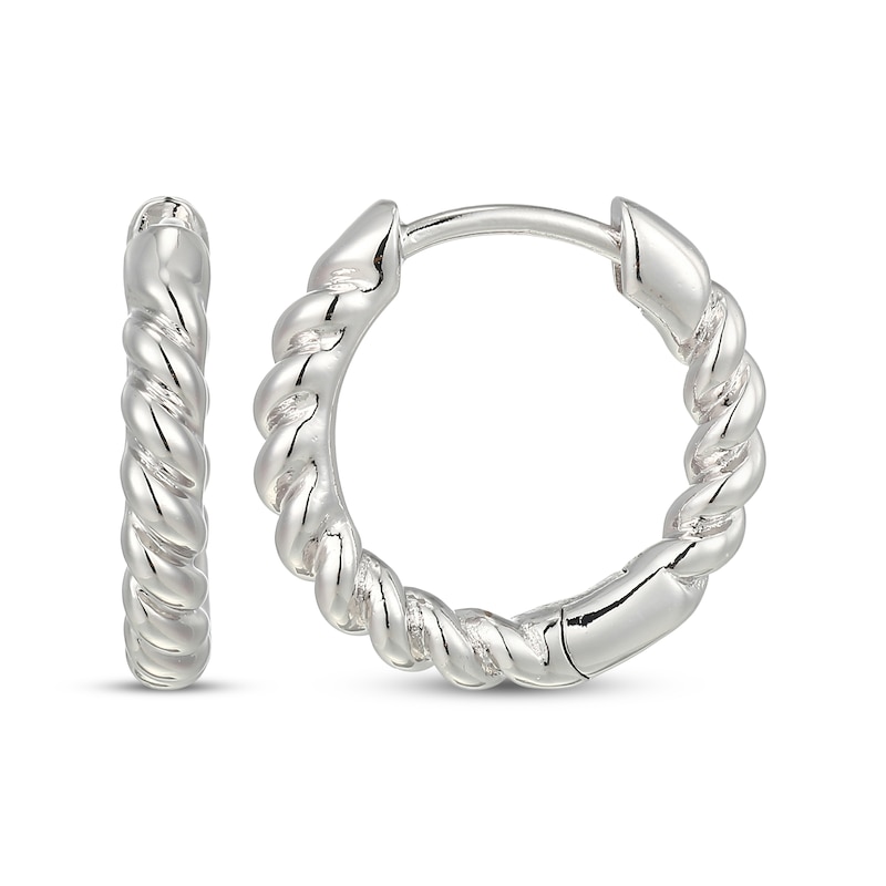 Main Image 6 of Cushion-Cut White Lab-Created Sapphire Earring Charm & Twist Hoop Earrings Set Sterling Silver