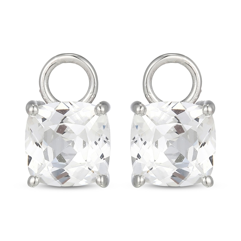 Main Image 8 of Cushion-Cut White Lab-Created Sapphire Earring Charm & Twist Hoop Earrings Set Sterling Silver