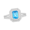 Thumbnail Image 3 of Octagon-Cut Swiss Blue Topaz & White Lab-Created Sapphire Double Halo Gift Set Sterling Silver