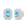 Thumbnail Image 4 of Octagon-Cut Swiss Blue Topaz & White Lab-Created Sapphire Double Halo Gift Set Sterling Silver
