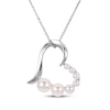 Thumbnail Image 1 of Cultured Pearl Tilted Heart Necklace Sterling Silver 18"