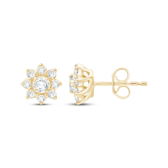 KAY Lab-Grown Diamonds Flower Stud Earrings 1/2 ct tw 10K Yellow Gold