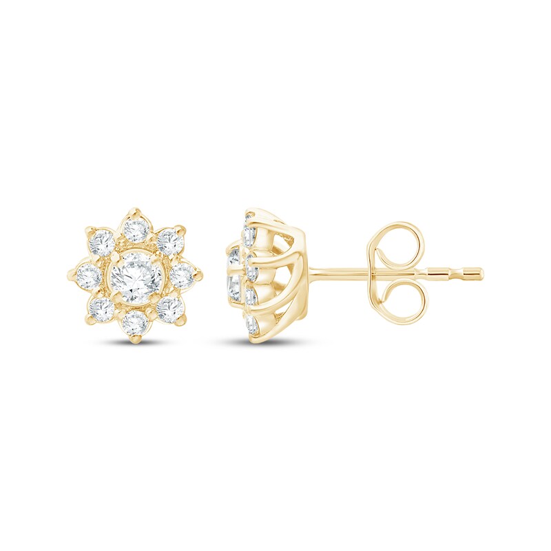 Main Image 1 of KAY Lab-Grown Diamonds Flower Stud Earrings 1/2 ct tw 10K Yellow Gold