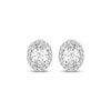 Thumbnail Image 2 of Oval-Cut White Lab-Created Sapphire Halo Stud Sterling Silver