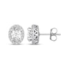Thumbnail Image 3 of Oval-Cut White Lab-Created Sapphire Halo Stud Sterling Silver
