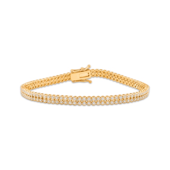 Diamond Two-Row Bracelet 1 ct tw 14K Yellow Gold 7"