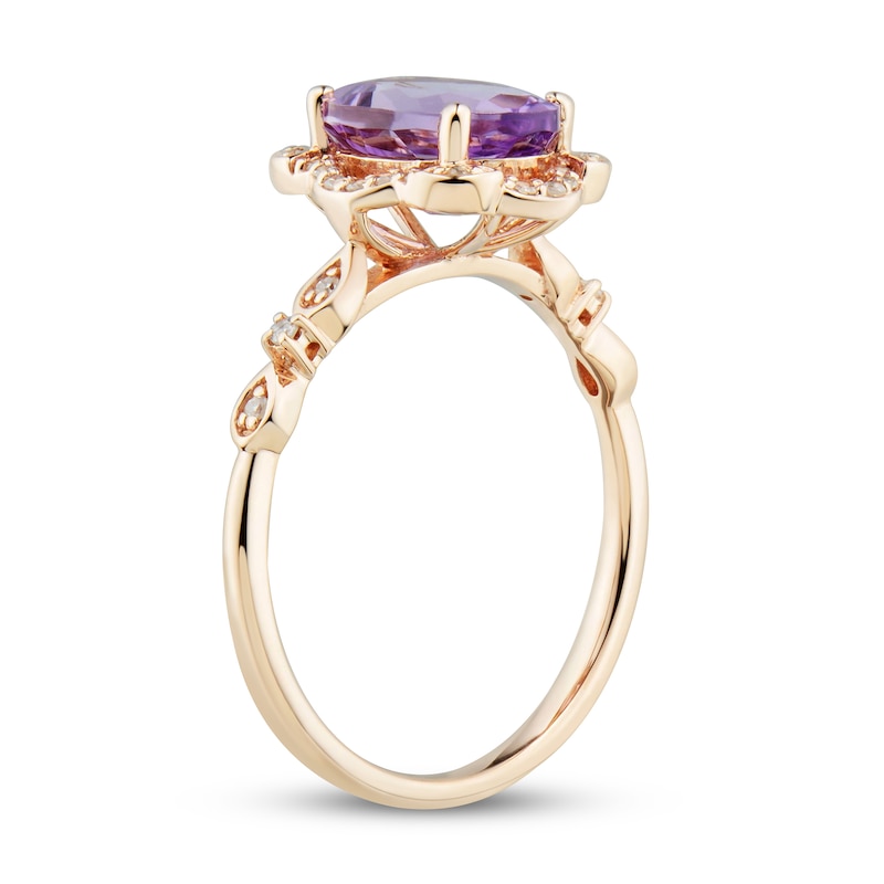 Main Image 2 of Oval-Cut Light Amethyst & Diamond Ring 1/8 ct tw 10K Rose Gold