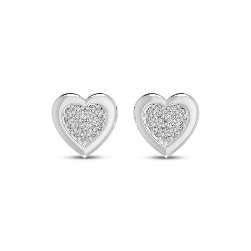 Main Image 2 of Multi-Diamond Heart-Shaped Stud Earrings 1/10 ct tw Sterling Silver