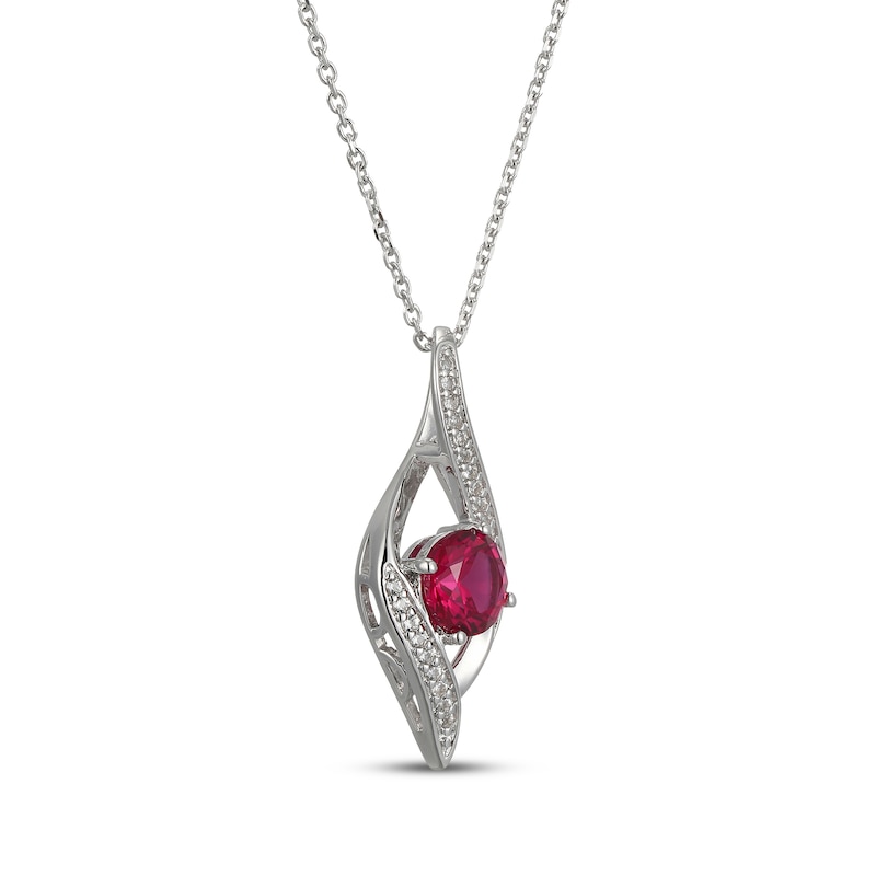 Main Image 2 of Lab-Created Ruby & White Lab-Created Infinity Necklace Sterling Silver 18"