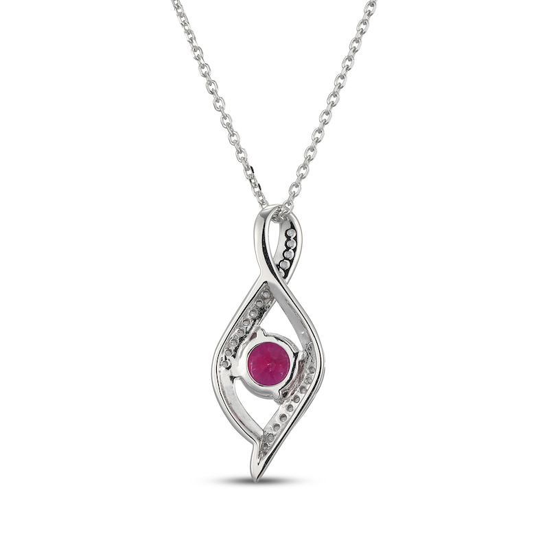 Main Image 3 of Lab-Created Ruby & White Lab-Created Infinity Necklace Sterling Silver 18"