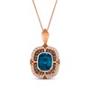 Thumbnail Image 1 of Le Vian Cushion-Cut Blue Topaz Necklace 7/8 ct tw Diamonds 14K Strawberry Gold 19"