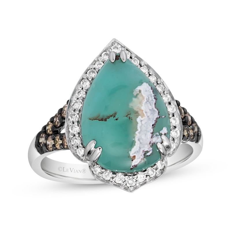 Main Image 1 of Le Vian Pear-Shaped Aquaprase Ring 1/2 ct tw Diamonds 14K Vanilla Gold