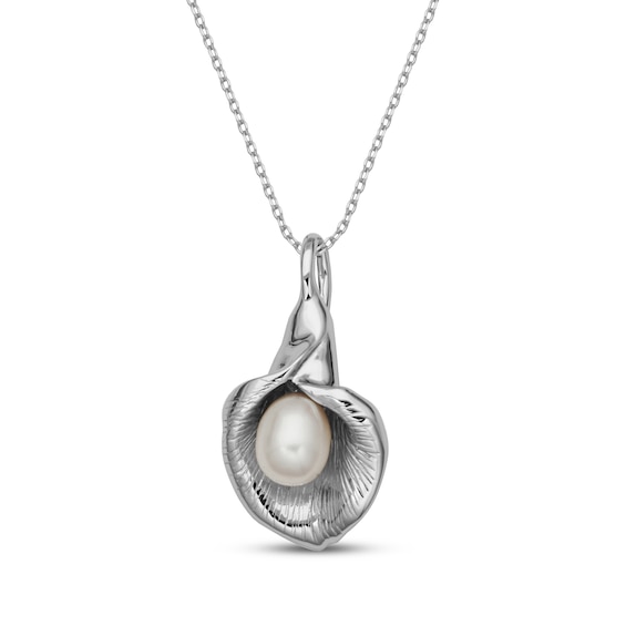 Cultured Pearl Necklace Sterling Silver 18"
