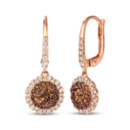 Le Vian Diamond Flower Drop Earrings 1-1/5 ct tw 14K Strawberry Gold