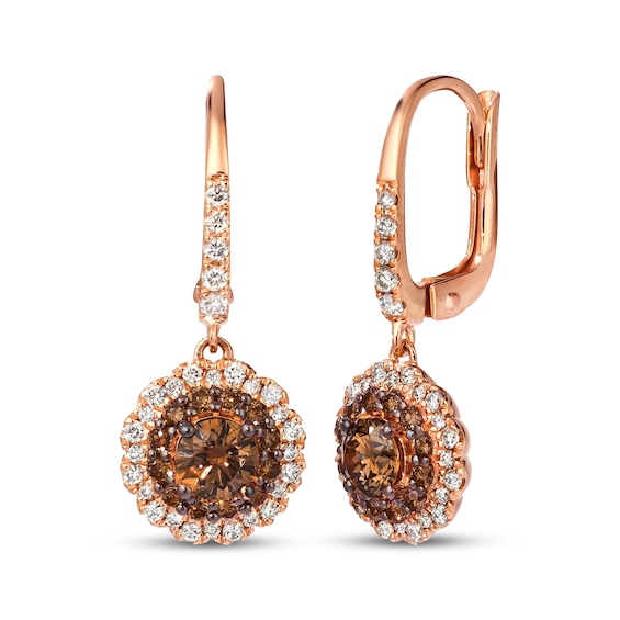 Le Vian Diamond Flower Drop Earrings 1-1/5 ct tw 14K Strawberry Gold