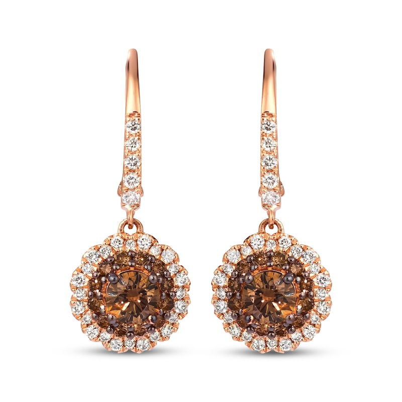 Main Image 2 of Le Vian Diamond Flower Drop Earrings 1-1/5 ct tw 14K Strawberry Gold