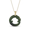Thumbnail Image 1 of Nephrite Jade Dragon Necklace 18K Yellow Gold-Plated Sterling Silver 18"