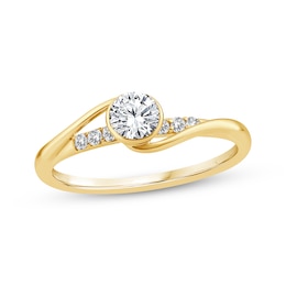 Adore Bezel-Set Round-Cut Diamond Bypass Engagement Ring 1/2 ct tw 14K Yellow Gold