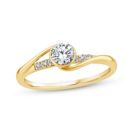 Adore Bezel-Set Round-Cut Diamond Bypass Engagement Ring 1/2 ct tw 14K Yellow Gold