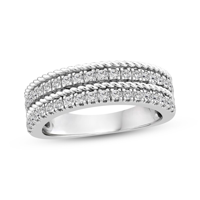 Main Image 1 of Adore Diamond Two-Row Twist Anniversary Ring 1/2 ct tw 14K White Gold