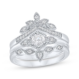 Adore Round-Cut Diamond Vintage-Inspired Bridal Set 3/8 ct tw 14K White Gold