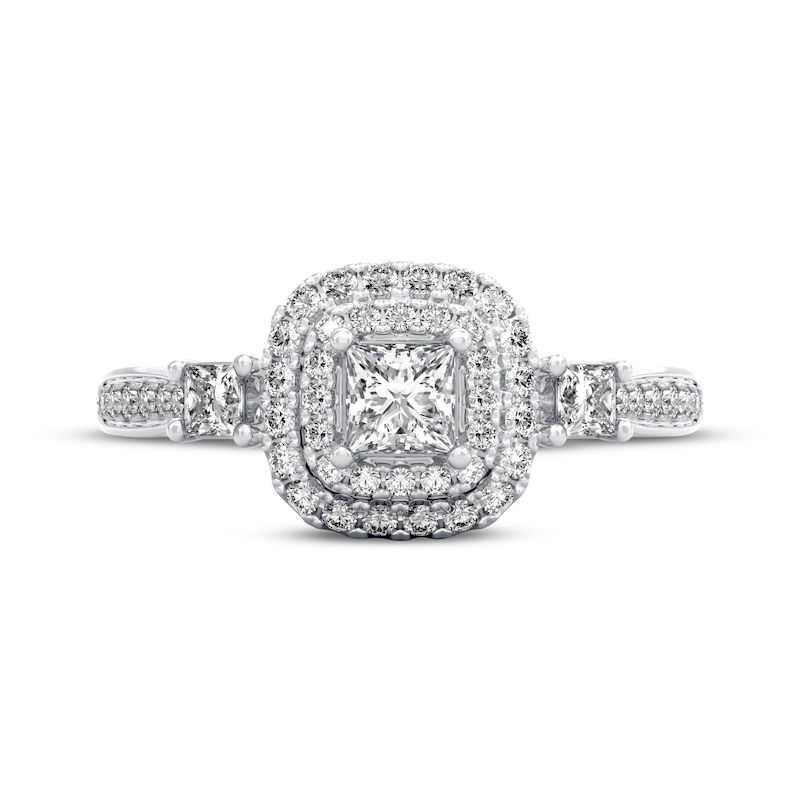 Main Image 3 of THE LEO Diamond Princess-Cut Double Halo Engagement Ring 3/4 ct tw 14K White Gold