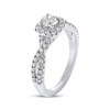 Thumbnail Image 2 of THE LEO Diamond Round-Cut Cushion Halo Engagement Ring 3/4 ct tw 14K White Gold