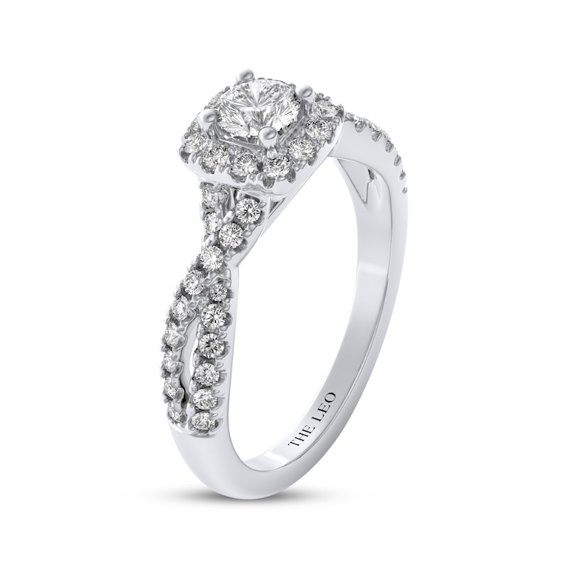 Main Image 2 of THE LEO Diamond Round-Cut Cushion Halo Engagement Ring 3/4 ct tw 14K White Gold