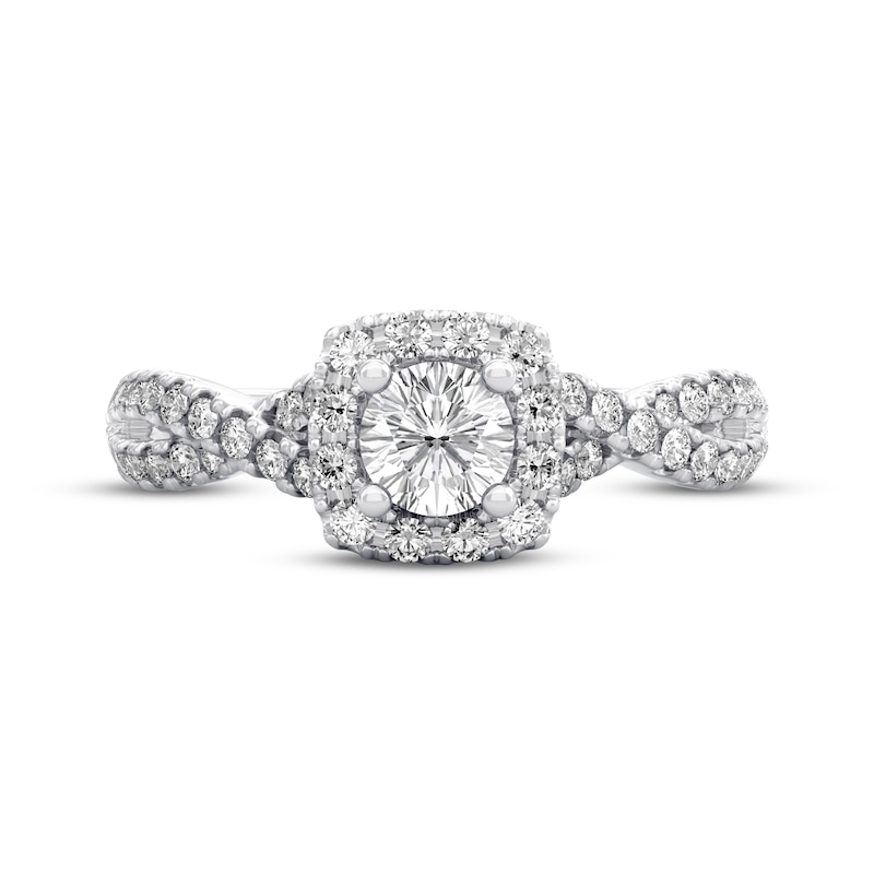 Main Image 3 of THE LEO Diamond Round-Cut Cushion Halo Engagement Ring 3/4 ct tw 14K White Gold