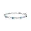 Thumbnail Image 1 of Oval-Cut Swiss Blue Topaz & Diamond Accent Bracelet Sterling Silver 7.25"