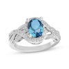Thumbnail Image 1 of Oval-Cut Swiss Blue Topaz & Diamond Accent Bypass Swirl Ring Sterling Silver